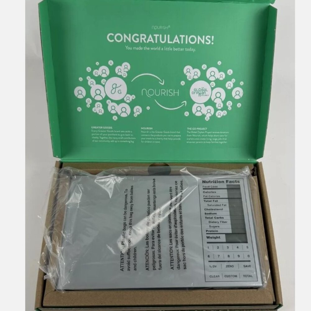 New Open Box Greater Goods Nourish Digital Kitchen Food Scale Manuals Code Book